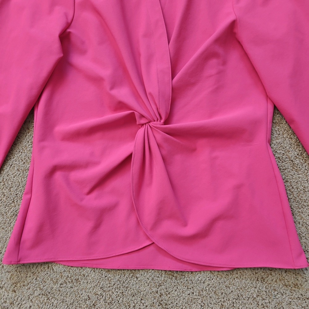 Cinq a Sept Pink Twist Front Flare Sleeve Collared Blouse Shirt Top Women's L - Picture 6 of 11